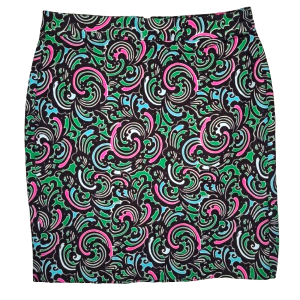 Banana Republic Black Pink Swirl Patterned Skirt Size 8